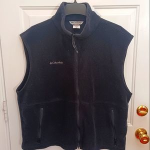 Columbia Fleece Zip Up Black Vest with Pockets Men's Sz XL